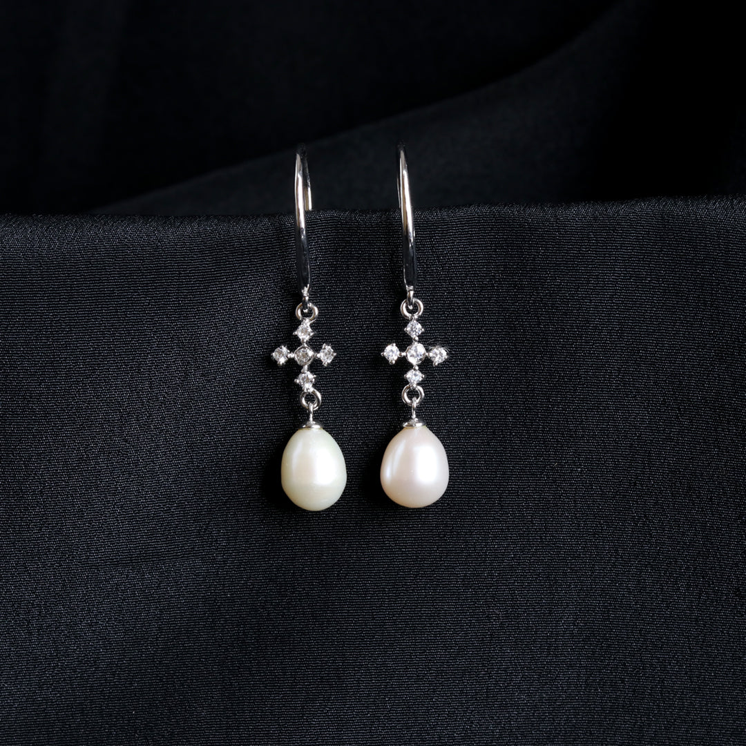 Zircon Pearl Drop Hooks