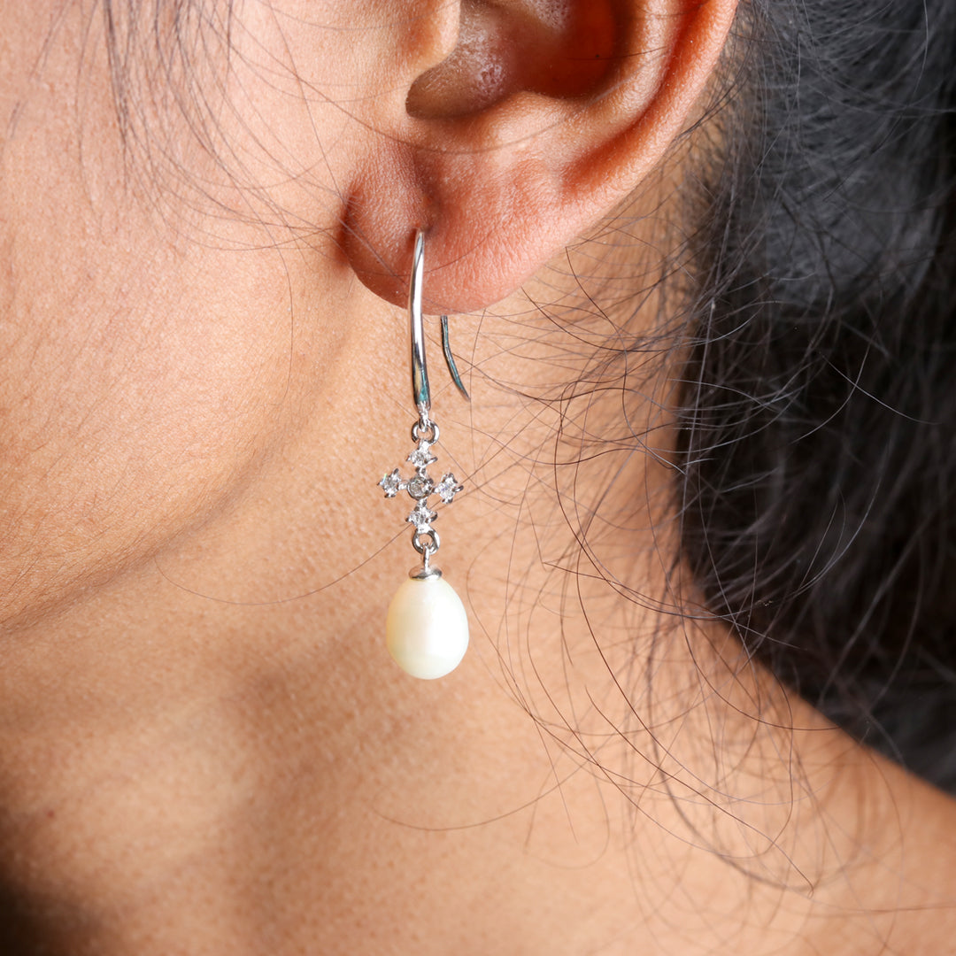 Zircon Pearl Drop Hooks
