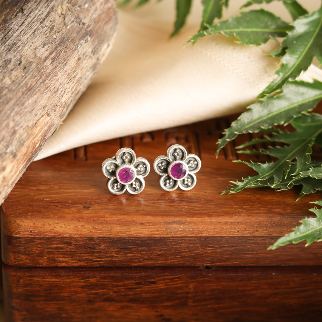 Floral Ruby Studds
